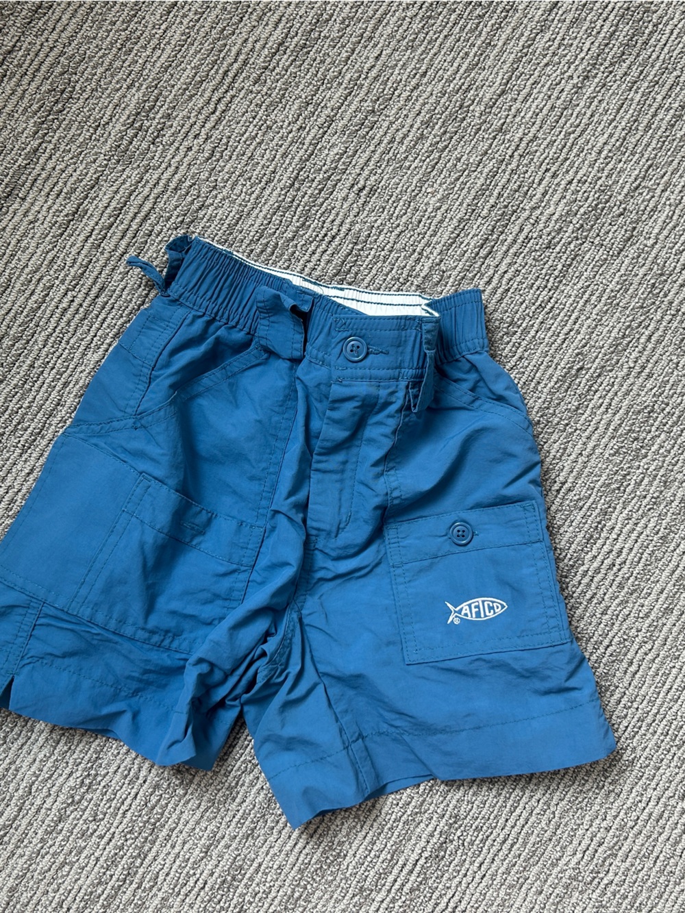 AFTCO Youth Space Blue Cargo Shorts with Fish Logo
